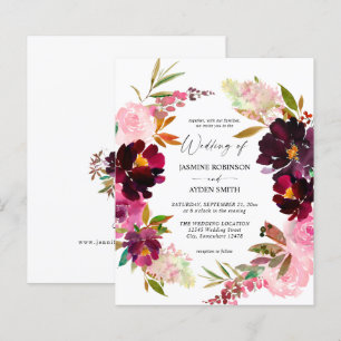 Budget Burgundy Dusty Pink Floral 5 Hochzeitspapie
