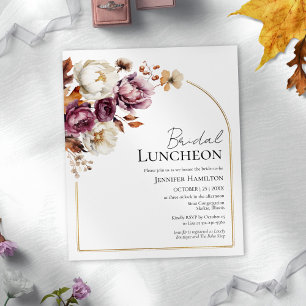 Budget Burgundy Fall Bridal Luncheon Einladung