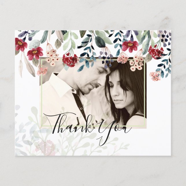 BUDGET Burgundy Floral Foto Collage Vielen Dank Flyer (Vorne)