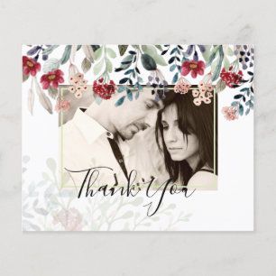 BUDGET Burgundy Floral Foto Collage Vielen Dank Flyer