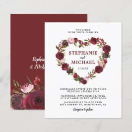 Budget Burgundy Floral Wedding Einladungen