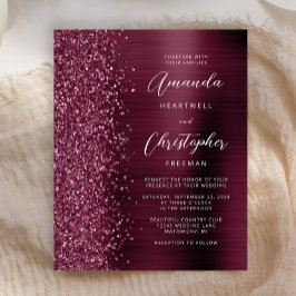 Budget Burgundy Glam Glitzer Einladung Hochzeit