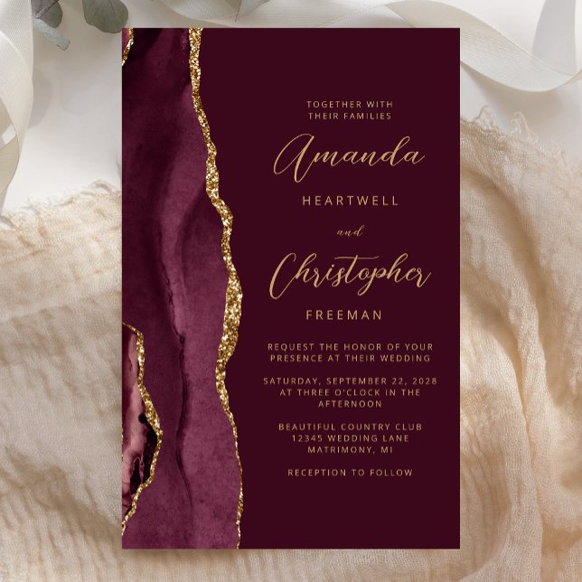 Budget Burgundy Gold Agate Wedding (Von Creator hochgeladen)