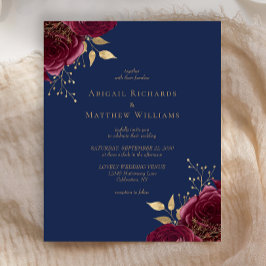 Budget Burgundy Gold Floral Navy Blue Wedding