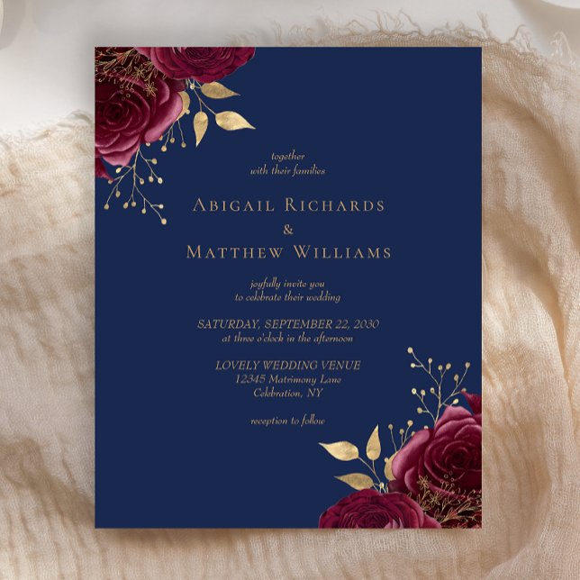 Budget Burgundy Gold Floral Navy Blue Wedding (Von Creator hochgeladen)