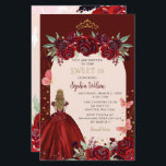 Budget Burgundy Gold Floral Princess Sweet 16<br><div class="desc">Budget Elegant Burgundy Gold Floral Prinzessin Sweet 16 Einladung</div>