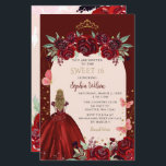 Budget Burgundy Gold Floral Princess Sweet 16<br><div class="desc">Budget Elegant Burgundy Gold Floral Prinzessin Sweet 16 Einladung</div>