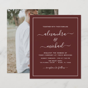 Budget Burgundy Hochzeit mit Foto Einladung