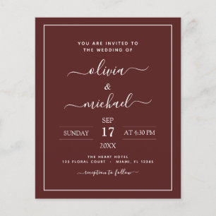 Budget Burgundy Hochzeit mit Foto Einladung Flye Flyer