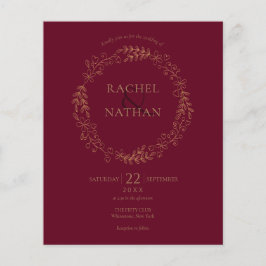 Budget Burgundy Laurel Garland Hochzeit Einladung