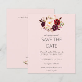 Budget Burgundy Marsa Floral Save the Date - Rosa