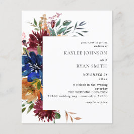 Budget Burgundy & Navy Fall Floral Wedding V2 Flyer