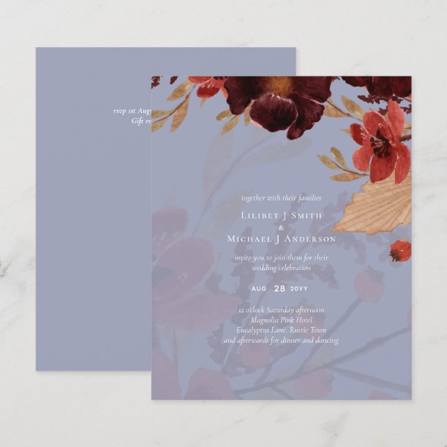 Budget Burgundy Orange Fall Floral Wedding (Vorne/Hinten)