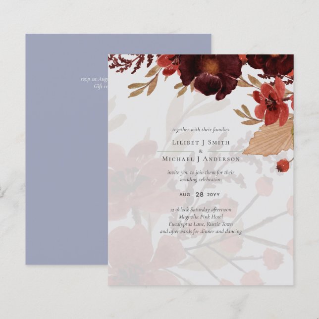 Budget Burgundy Orange Fall Floral Wedding (Vorne/Hinten)
