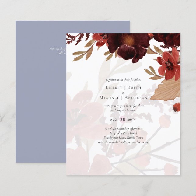 Budget Burgundy Orange Fall Floral Wedding (Vorne/Hinten)