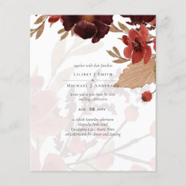 Budget Burgundy Orange Fall Floral Wedding Flyer