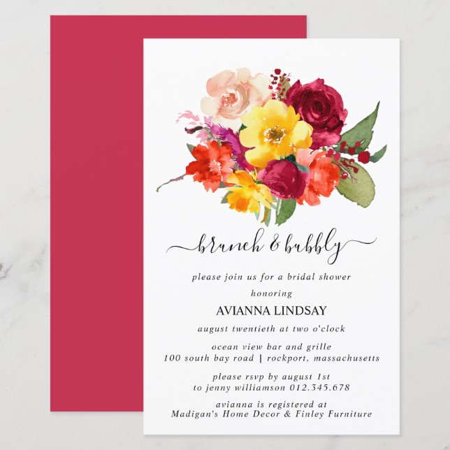Budget Burgundy Orange Yellow Bridal Brunch Bubbly (Vorne/Hinten)