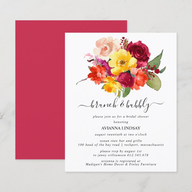 Budget Burgundy Orange Yellow Pink Brunch Bubbly (Vorne/Hinten)