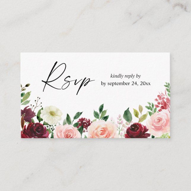 Budget Burgundy & Pink 4 Floral 2SM UAWG Begleitkarte (Vorderseite)