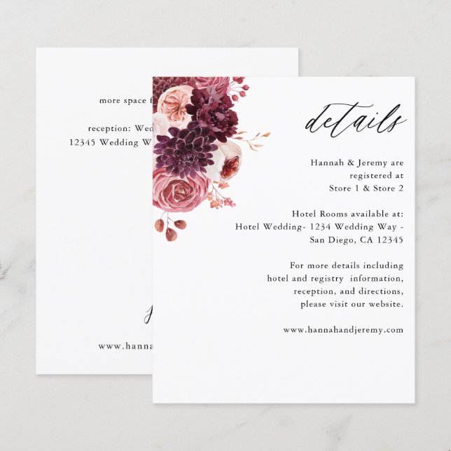 Budget Burgundy & Pink Floral 8B Boho Details (Vorne/Hinten)