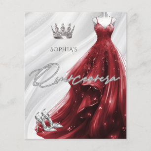 Budget Burgundy Red Dress Quinceañera Einladung