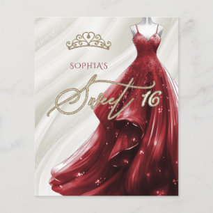 Budget Burgundy Red Dress Sweet 16 Einladung