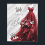Budget Burgundy Red Dress Sweet 16 Einladung<br><div class="desc">Budget Silver Burgundy Red Sparkle Dress Prinzessin Sweet 16 Einladung</div>