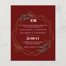 Budget Burgundy Red Gold Geometric Wedding Einladu