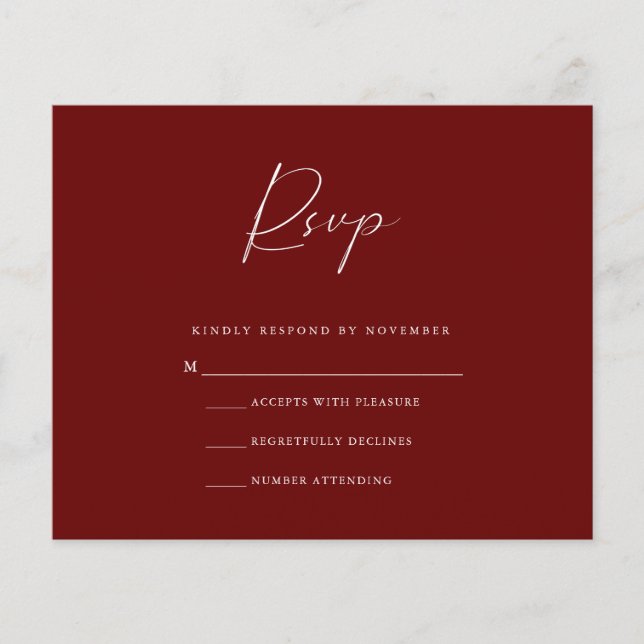Budget Burgundy RSVP Card Flyer (Vorne)