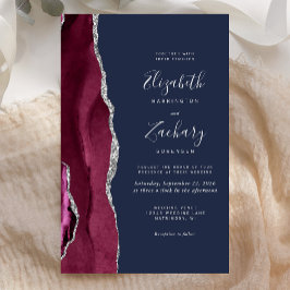 Budget Burgundy Silver Agate Navy Blue Wedding