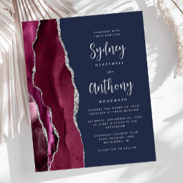 Budget Burgundy Silver Agate Navy Skript Hochzeit