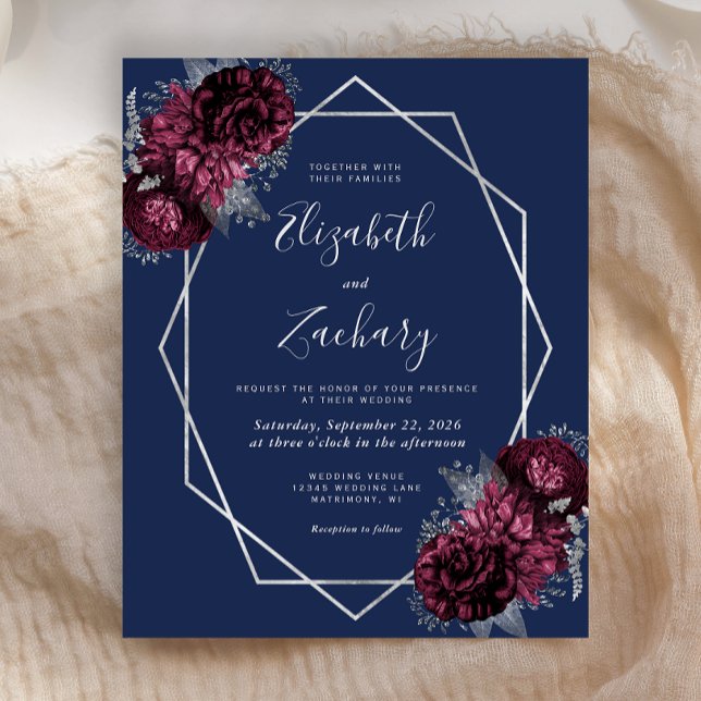 Budget Burgundy Silver Floral Navy Blue Wedding (Von Creator hochgeladen)