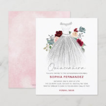 Budget Burgundy Silver Glitzer Kleid Quinceañera