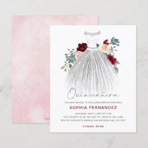 Budget Burgundy Silver Glitzer Kleid Quinceañera