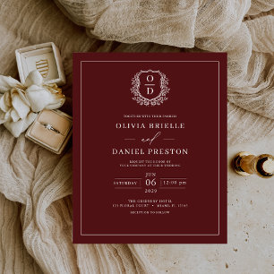 Budget Burgundy Wappen Elegante Hochzeit Einladung