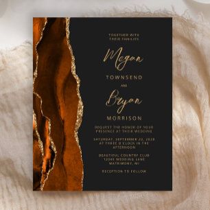 Budget Burnt Orange Achat Dunkle Hochzeitseinladun