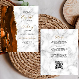 Budget Burnt Orange Agate Marble QR Code Hochzeit