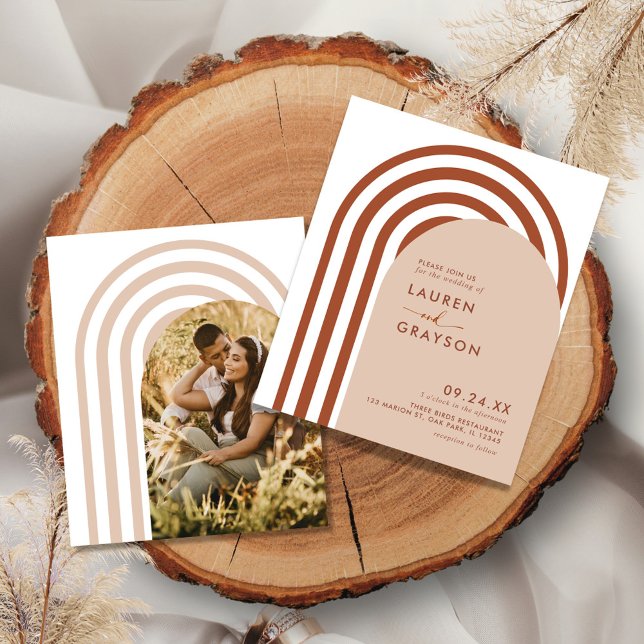 Budget Burnt Orange Boho Hochzeitseinladung Flyer (Von Creator hochgeladen)