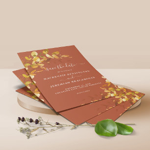 BUDGET Burnt Orange Botanisch Save the Date Flyer