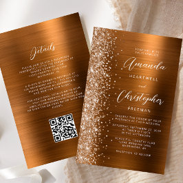 Budget Burnt Orange Glam QR Code Wedite Einladung