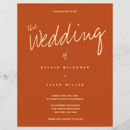 Budget Burnt Orange Typografie Einladung Hochzeit