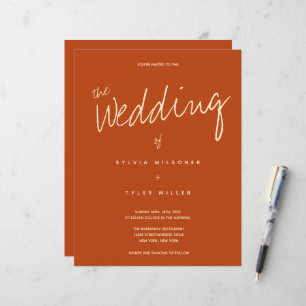 Budget Burnt Orange Typografie Einladung Hochzeit