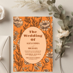 Budget Burnt Orange Wildblumen Hochzeit Flyer