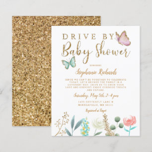 Budget Butterfly Drive by Baby Shower Invititition