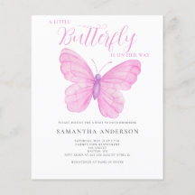Budget Butterfly Pink Baby Dusche Einladung