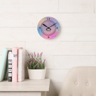 Budget Buy, Glam Funkelndes Glitter-Print 20-cm- Runde Wanduhr