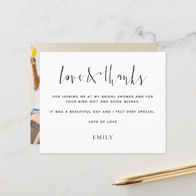 Budget Calligraphy Foto Brautparty Dank (Vorderseite/Rückseite Beispiel)