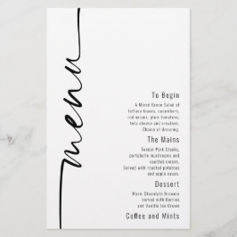 Budget Calligraphy Modern Wedding Menu
