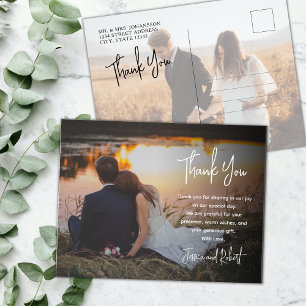 Budget Calligraphy Script Foto Wedding Vielen Dank Postkarte