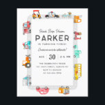Budget Cars Street Kids Transportation Geburtstag Flyer<br><div class="desc">Moderne Honk Beep Vroom Cruise auf über Polizei Auto Fahrrad Scooter School Bus Fire Truck Ice Cream Truck Mailman Postman Cars Trucks Street Kids Transportation Geburtstag</div>